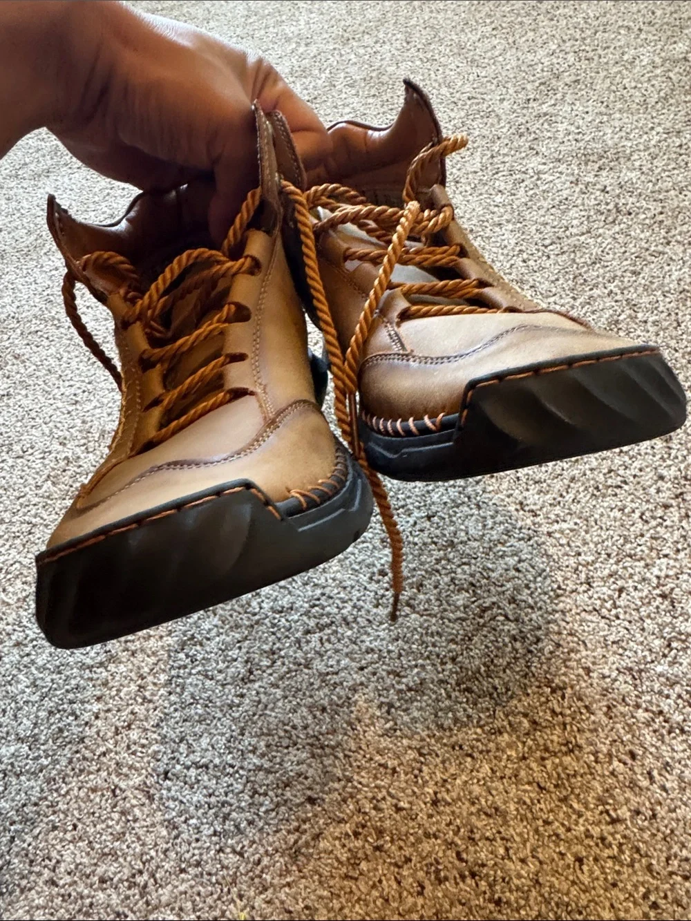Salkin 2317 Men's Tan Minimalist Lace-Up Barefoot Boots size EU 43/US 10